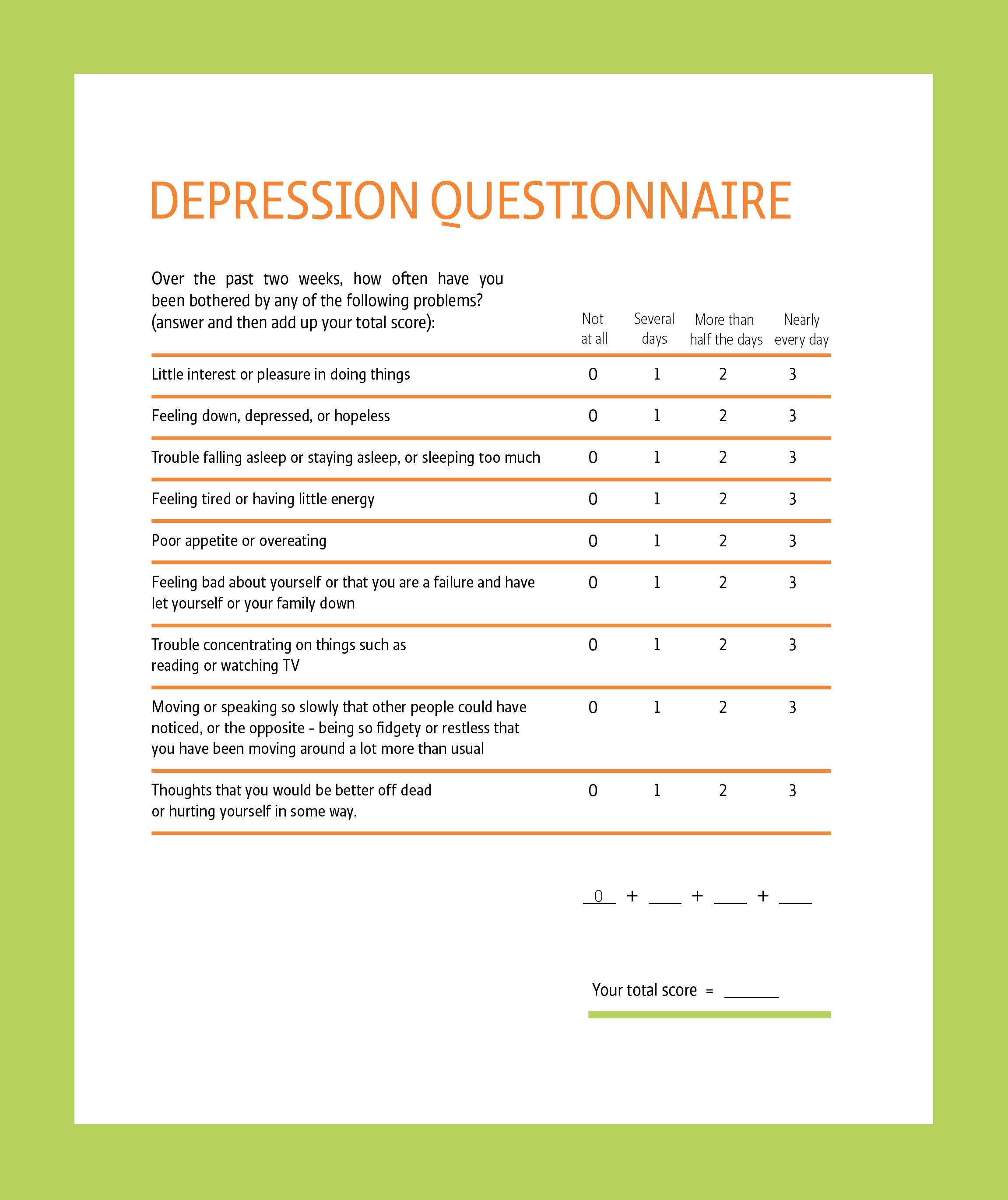 beck hopelessness scale questionnaire